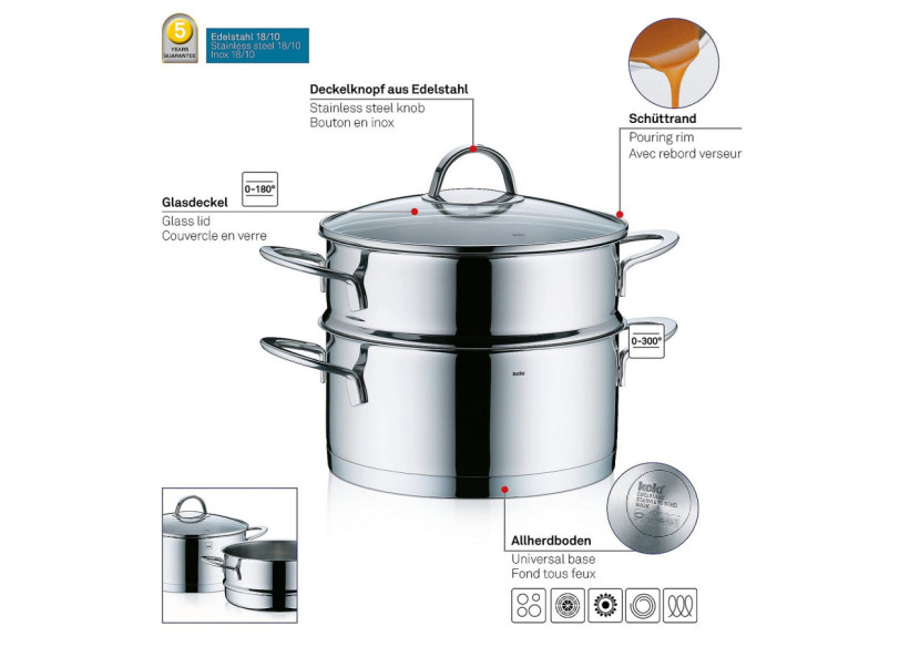 Cocotte Vapeur Cailin - 2,4 litres en inox - KE 109942 - Kela Keuken