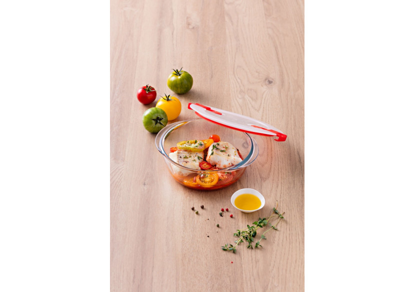 Set de 3 bols ronds avec couvercle - 1,1 litre, en verre borosilicaté - PY 284547 - Pyrex