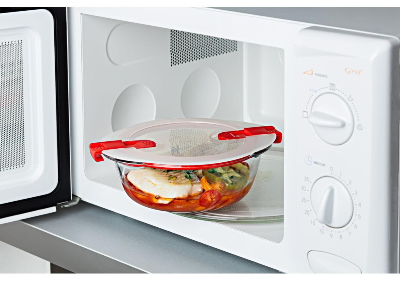 Set de 3 bols ronds avec couvercle - 1,1 litre, en verre borosilicaté - PY 284547 - Pyrex