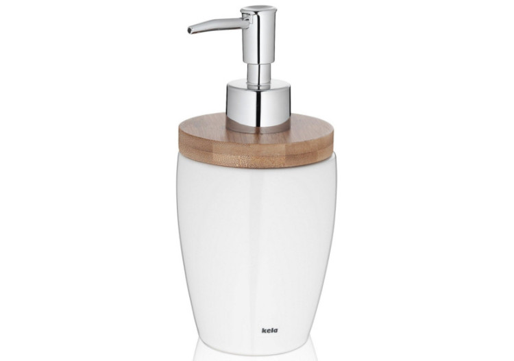 Distributeur de savon Natura - 350 ml en céramique et bambou - KE 185960 - Kela Badkamer