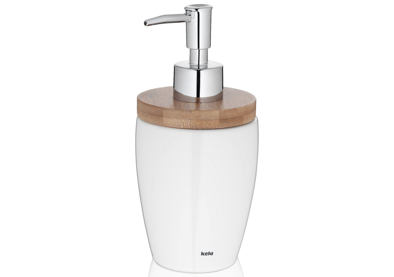 Distributeur de savon Natura - 350 ml en céramique et bambou - KE 185960 - Kela Badkamer
