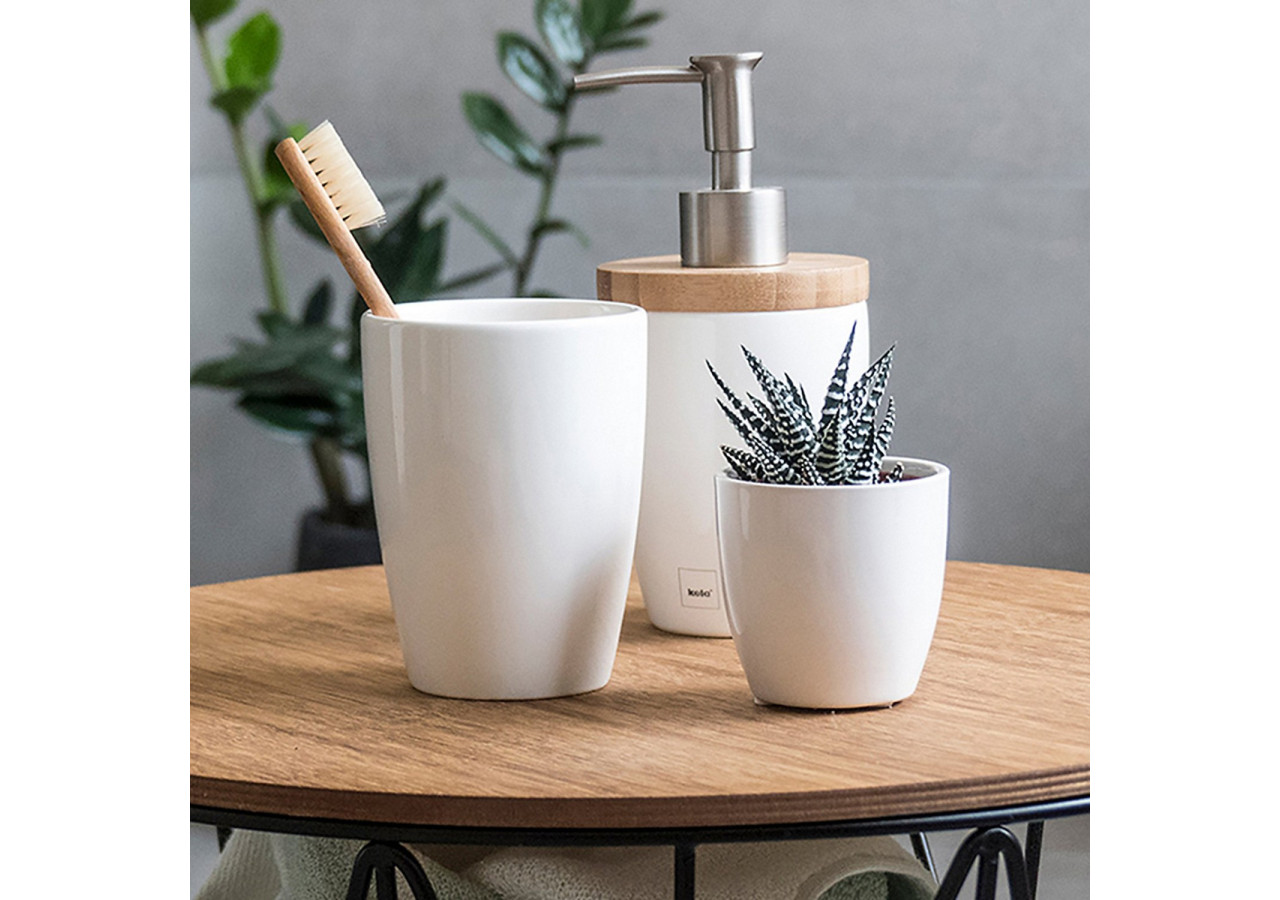 Distributeur de savon Natura - 350 ml en céramique et bambou - KE 185960 - Kela Badkamer