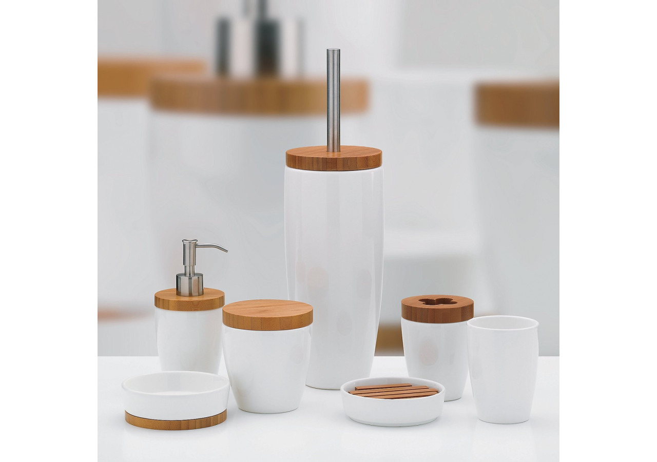 Distributeur de savon Natura - 350 ml en céramique et bambou - KE 185960 - Kela Badkamer