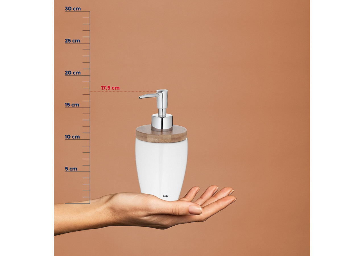 Distributeur de savon Natura - 350 ml en céramique et bambou - KE 185960 - Kela Badkamer