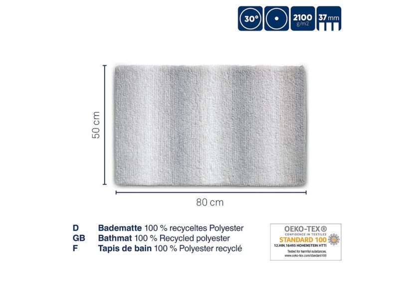 Tapis de bain Ombre - 80 x 50 cm en polyester recyclé - KE 235696 - Kela Badkamer Tapis de bain Ombre - 80 x 50 cm en polyester recyclé - KE 235696 - Kela Badkamer