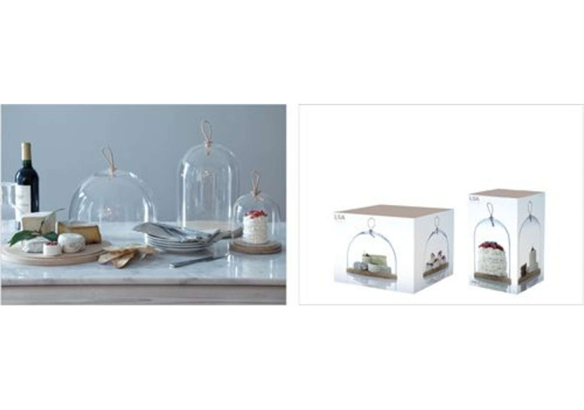 Plateau de Service Ivalo - 15 cm avec cloche en verre élégante - LS 510540 - L.S.A.