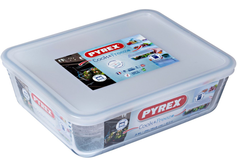 Plat Cook & Freeze - Rectangulaire 25x19 cm avec couvercle - PY 000728 - Pyrex