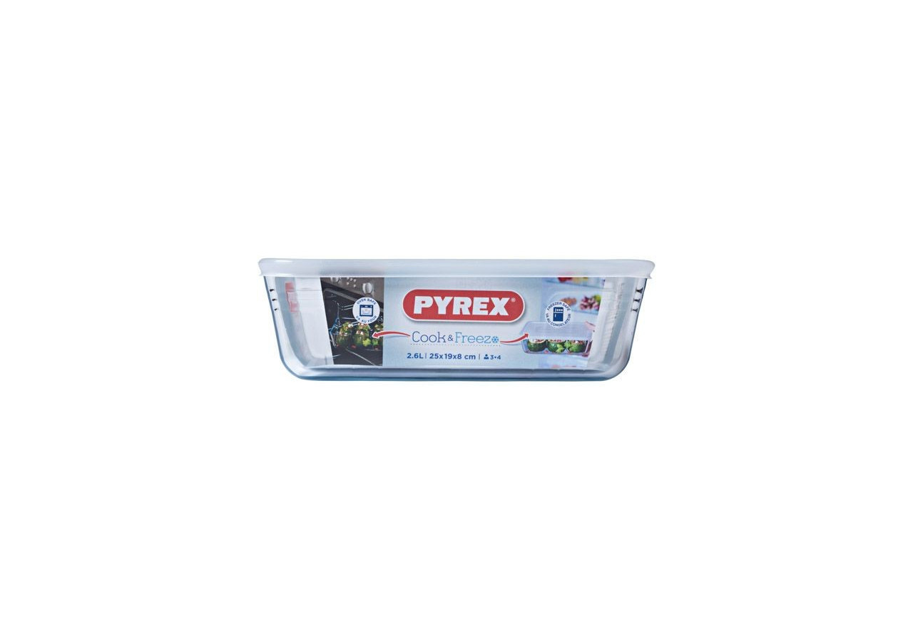 Plat Cook & Freeze - Rectangulaire 25x19 cm avec couvercle - PY 000728 - Pyrex