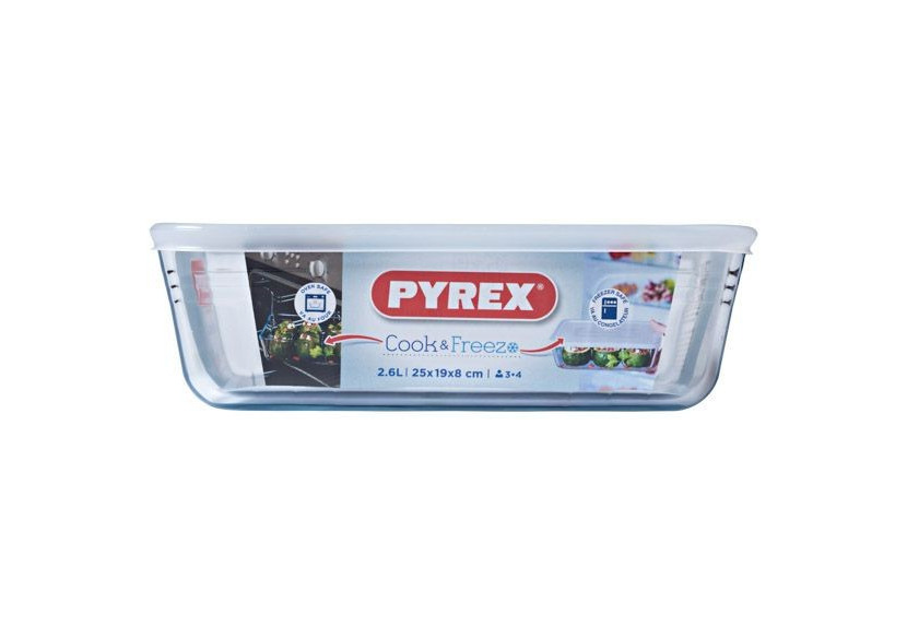 Plat Cook & Freeze - Rectangulaire 25x19 cm avec couvercle - PY 000728 - Pyrex