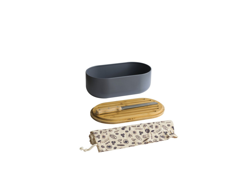Boîte à pain 4 en 1 - Métal et bambo, design pratique - PE 815299 - Pebbly Boîte à pain 4 en 1 - Métal et bambo, design pratique - PE 815299 - Pebbly
