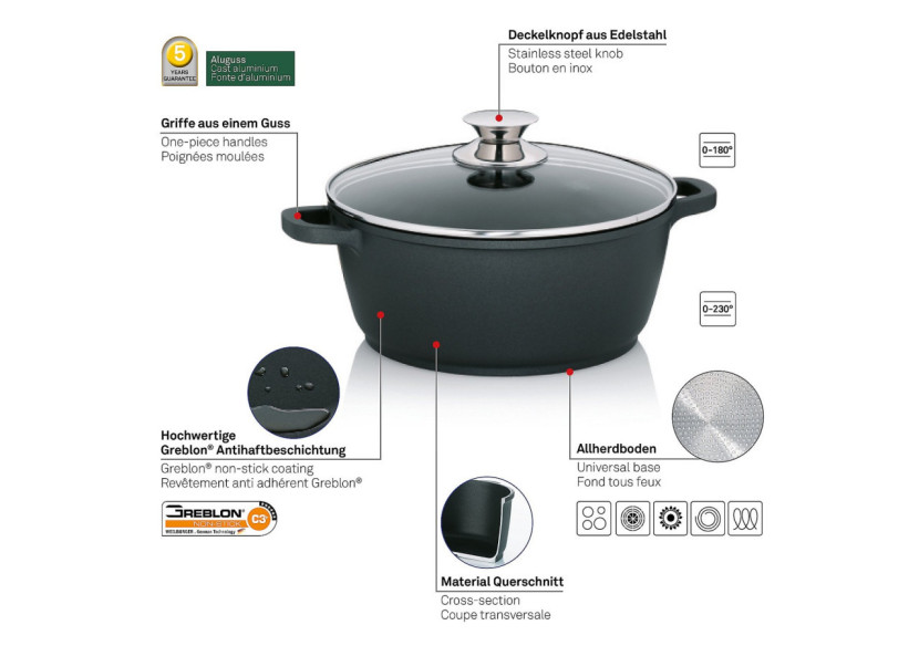 Casserole Kerros avec Couvercle - 3,2 Litres en Aluminium - KE 115523 - Kela Keuken Casserole Kerros avec Couvercle - 3,2 Litres en Aluminium - KE 115523 - Kela Keuken