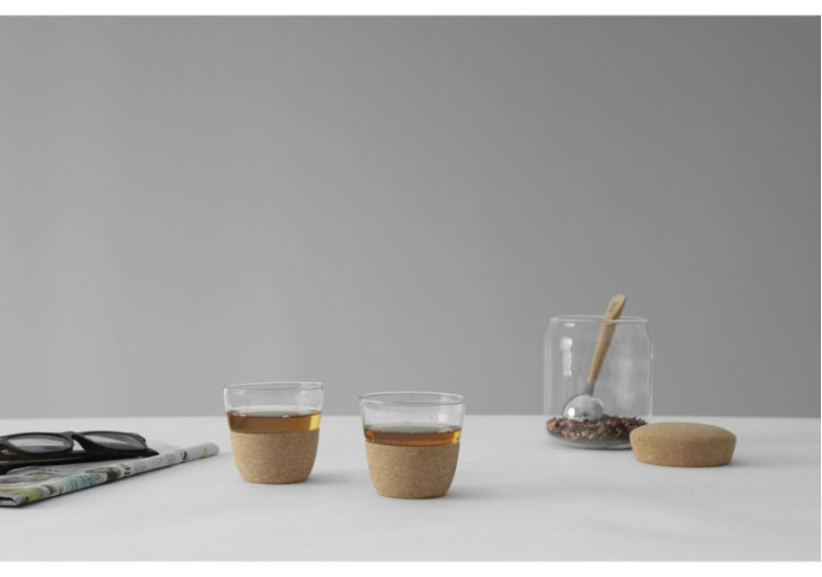 Tasses à Thé Cortica - Set de 2, 300 ml en Verre et Liège - VI 712007 - Viva 2