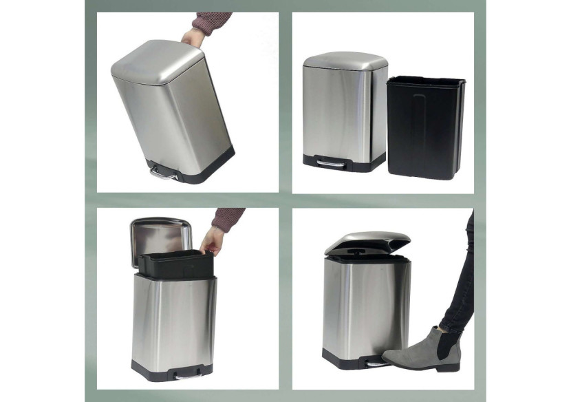Poubelle Davino avec Pédale - 12 L en Acier Inoxydable Mat - KE 109027 - Kela Badkamer Poubelle Davino avec Pédale - 12 L en Acier Inoxydable Mat - KE 109027 - Kela Badkamer