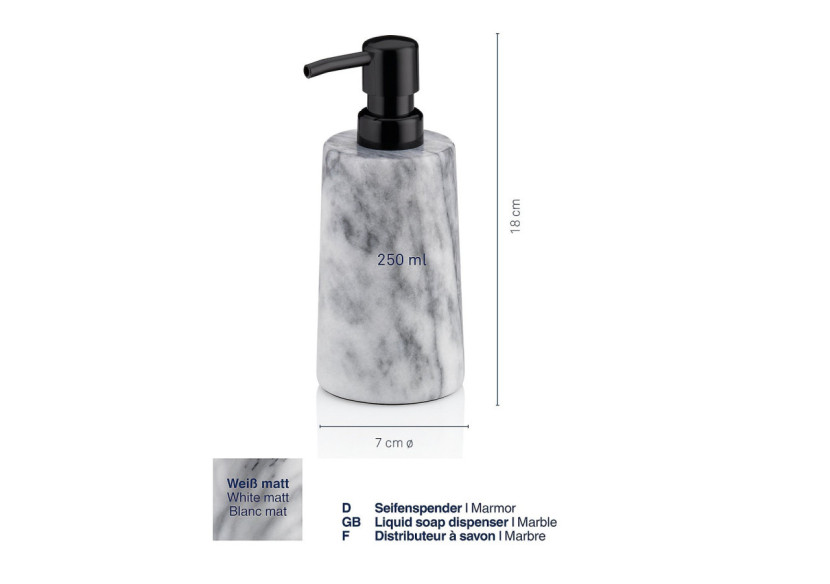 Distributeur de Savon Varda - Marbre Élégant 250 ml - KE 200274 - Kela Badkamer Distributeur de Savon Varda - Marbre Élégant 250 ml - KE 200274 - Kela Badkamer
