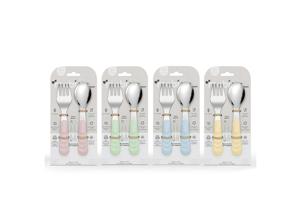 Set de Vaisselle pour Enfant Mobi - Fourchette et Cuillère Sage - MO 882512 - Mobi