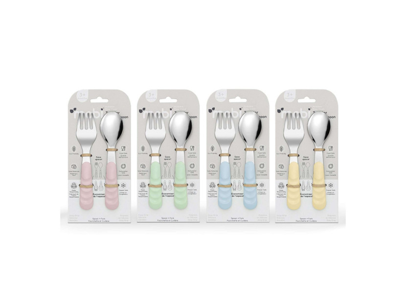 Set de Vaisselle pour Enfant Mobi - Fourchette et Cuillère Sage - MO 882512 - Mobi