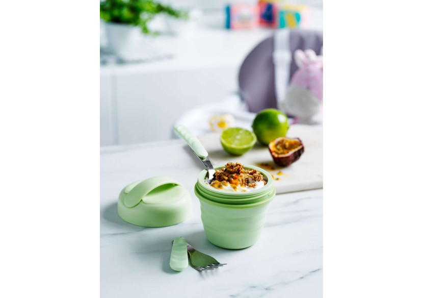 Set de Vaisselle pour Enfant Mobi - Fourchette et Cuillère Sage - MO 882512 - Mobi