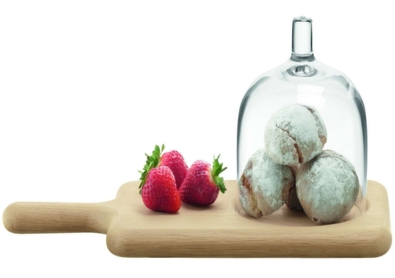 Plateau de Service Paddle avec Cloche - Verre et Bois 35,5 x 16,5 x 15 cm - LS 522796 - L.S.A.