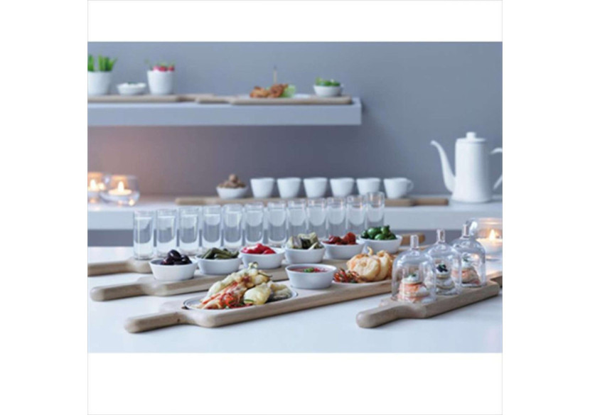 Plateau de Service Paddle avec Cloche - Verre et Bois 35,5 x 16,5 x 15 cm - LS 522796 - L.S.A.
