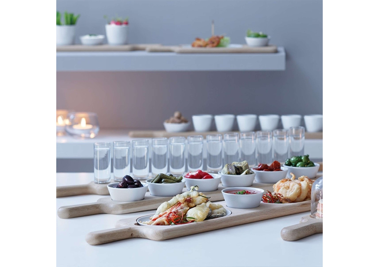 Plateau de Service Paddle avec Cloche - Verre et Bois 35,5 x 16,5 x 15 cm - LS 522796 - L.S.A.