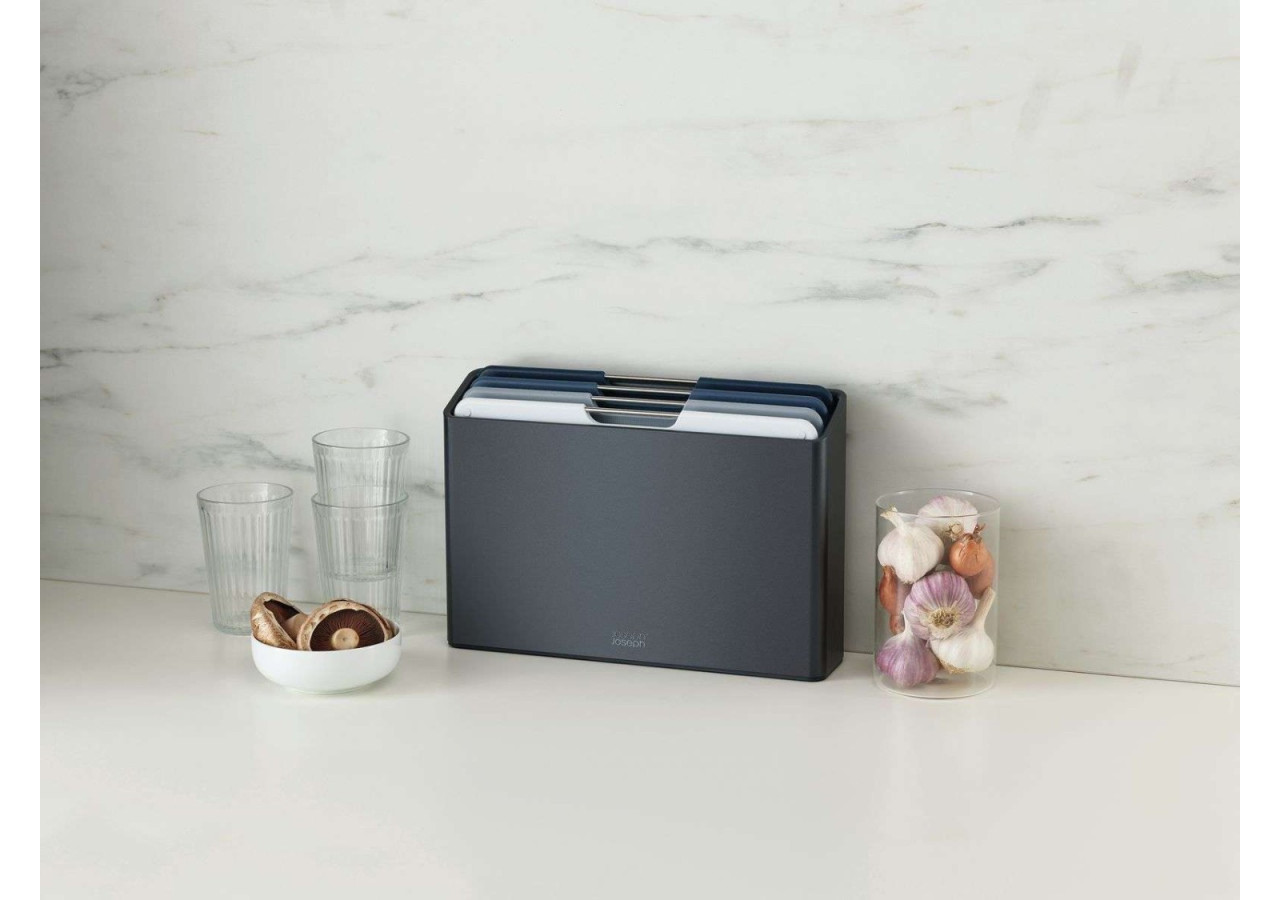 Set de planches à découper Folio - 4 pièces graphite, rangement inclus - JJ 002102 - Joseph Joseph