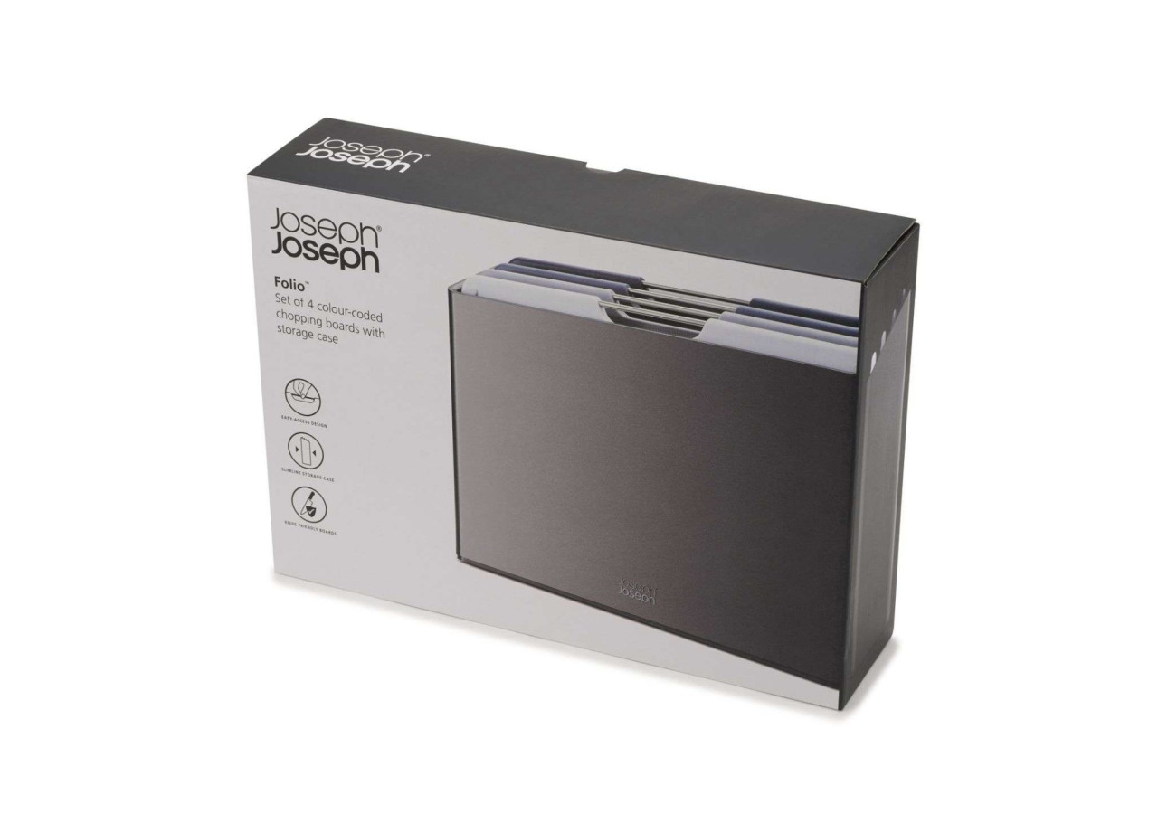 Set de planches à découper Folio - 4 pièces graphite, rangement inclus - JJ 002102 - Joseph Joseph