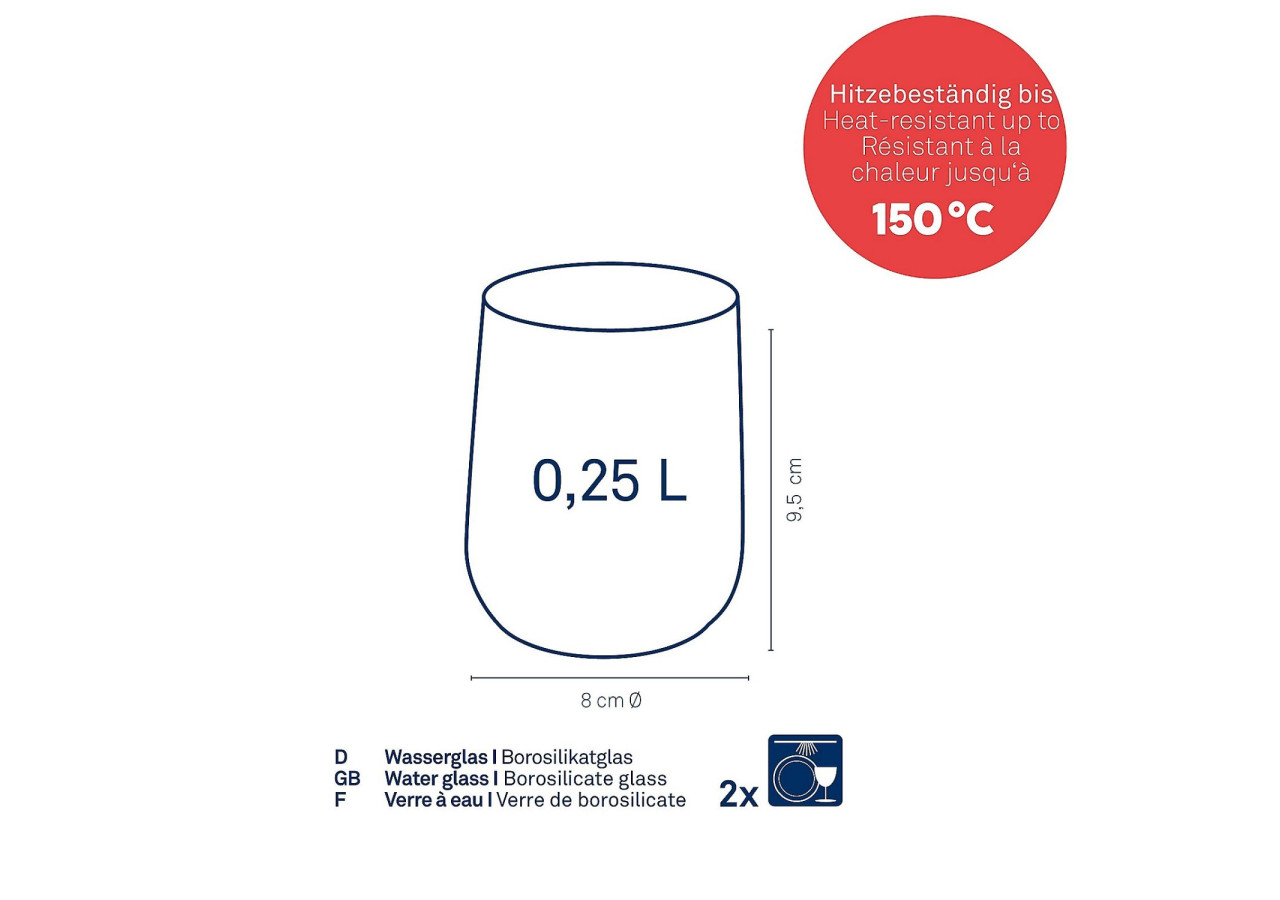 Verres à Eau Fontana - Set de 2 Verres Transparente 250 ml - KE 124174 - Kela Keuken
