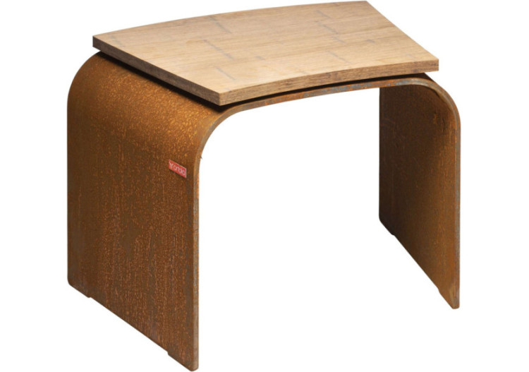 Tabouret Curve - Cor-Ten et Bois pour Extérieur - AR 681372 - Artola