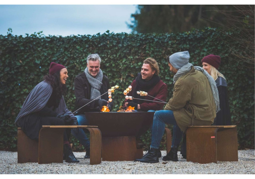 Tabouret Curve - Cor-Ten et Bois pour Extérieur - AR 681372 - Artola