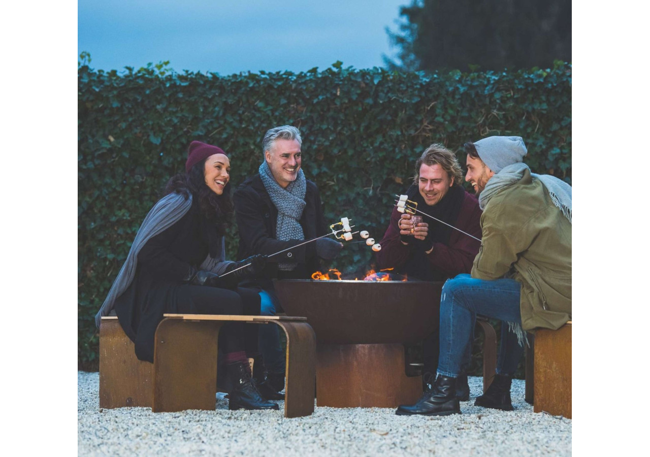 Tabouret Curve - Cor-Ten et Bois pour Extérieur - AR 681372 - Artola