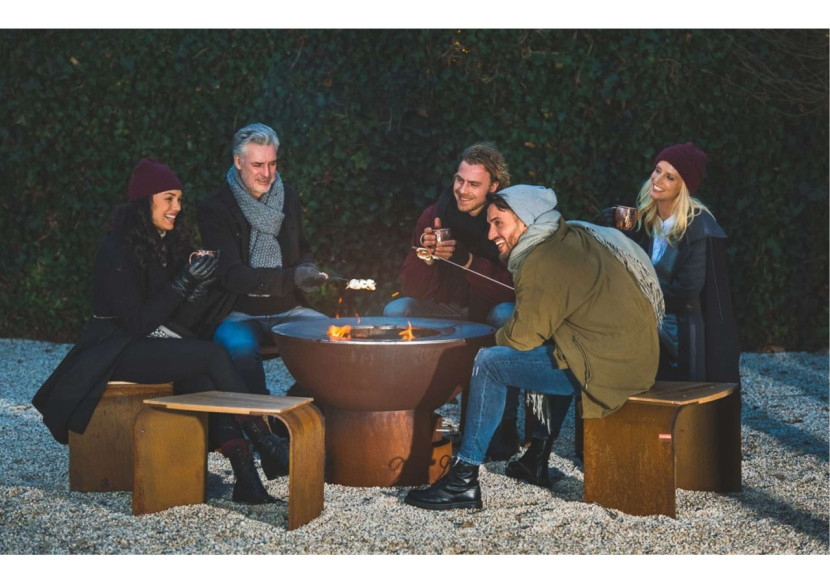 Tabouret Curve - Cor-Ten et Bois pour Extérieur - AR 681372 - Artola