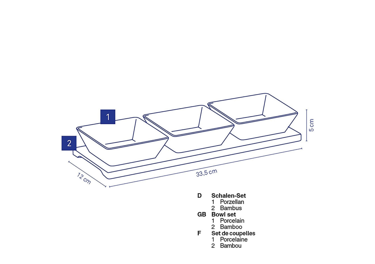 Set de 3 Bols Philipa - Porcelaine et Bambou - KE 122613 - Kela Keuken