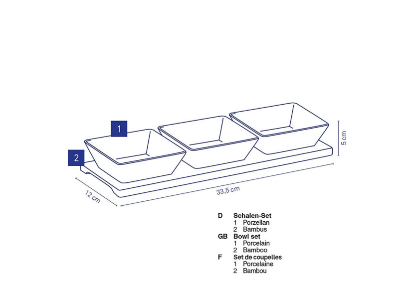 Set de 3 Bols Philipa - Porcelaine et Bambou - KE 122613 - Kela Keuken