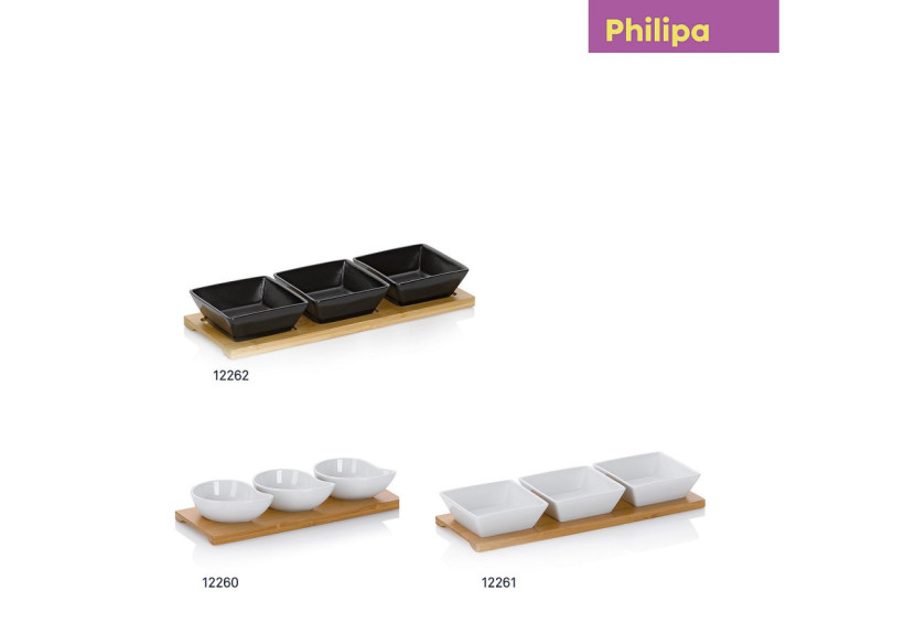 Set de 3 Bols Philipa - Porcelaine et Bambou - KE 122613 - Kela Keuken