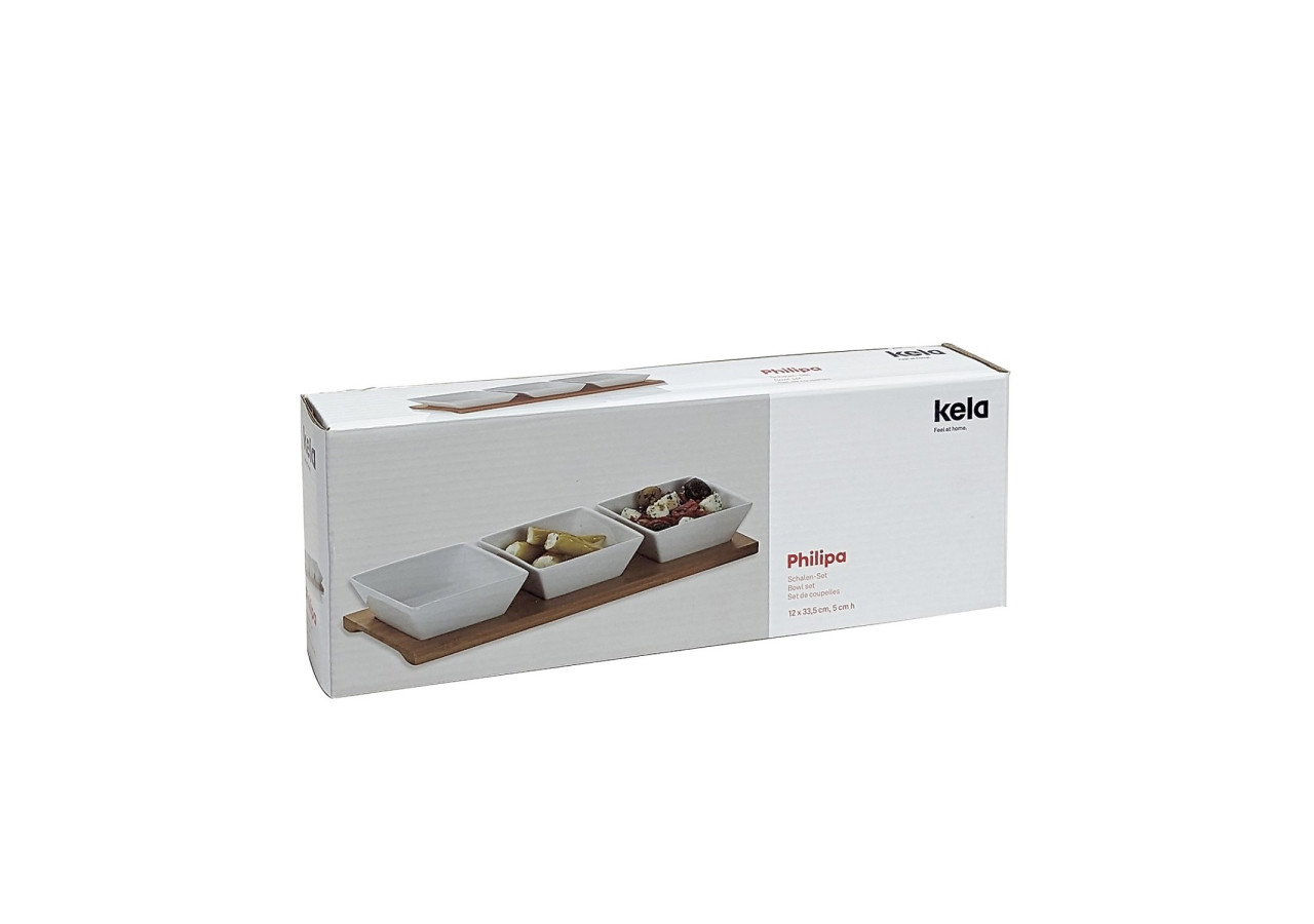 Set de 3 Bols Philipa - Porcelaine et Bambou - KE 122613 - Kela Keuken