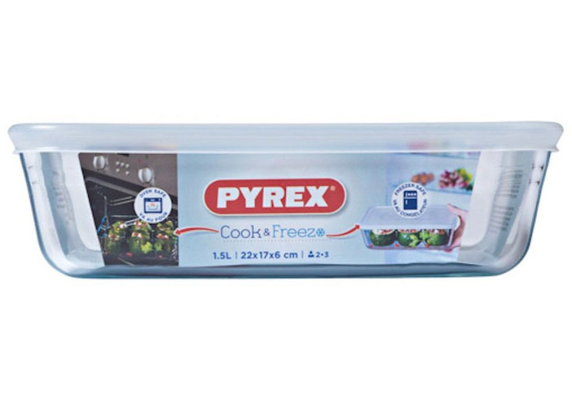 Sceau Cook & Freeze - Verre 22 x 17 cm avec couvercle hermétique - PY 000711 - Pyrex
