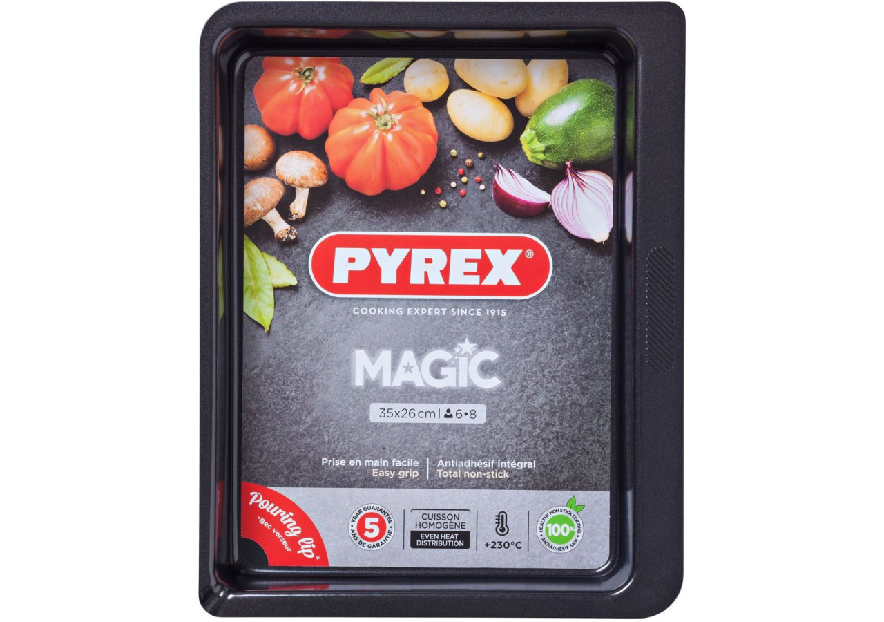 Plat de cuisson Magic Ovenshaal - Métal noir 35 x 27 cm avec revêtement antiadhésif - PY 276474 - Pyrex