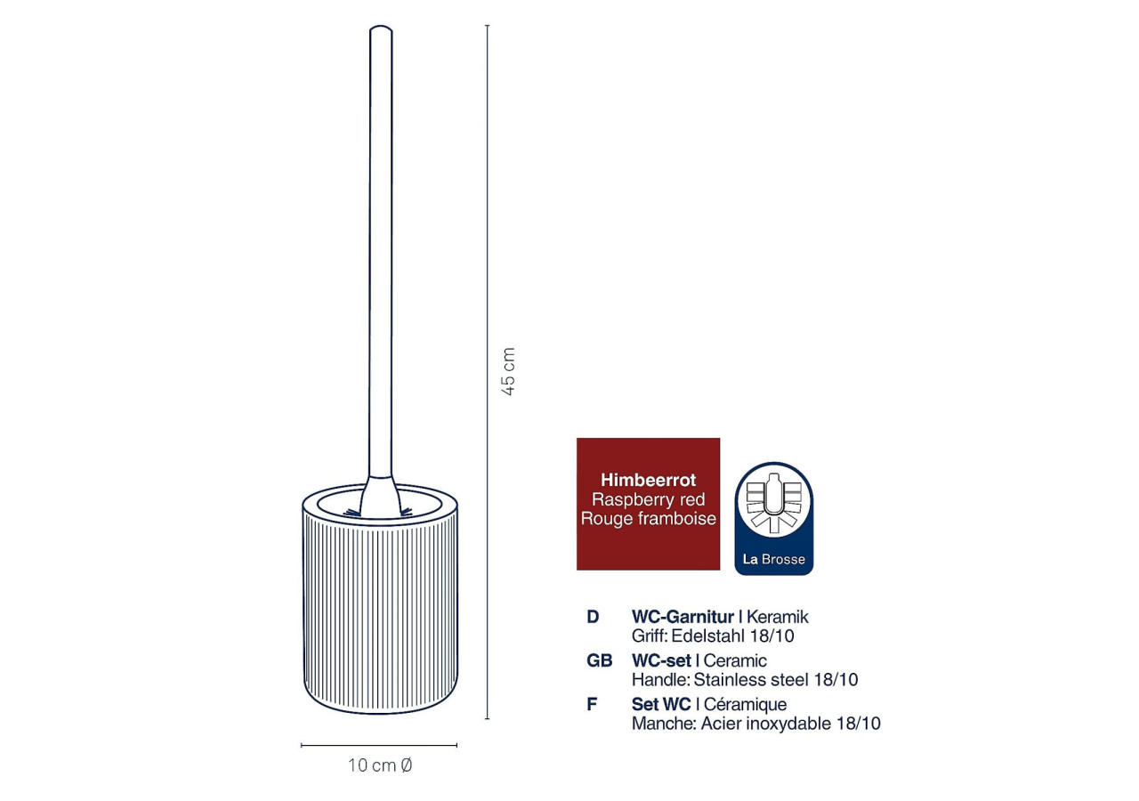 Brosse de Toilette Ava - Framboise avec Support - KE 244131 - Kela Badkamer
