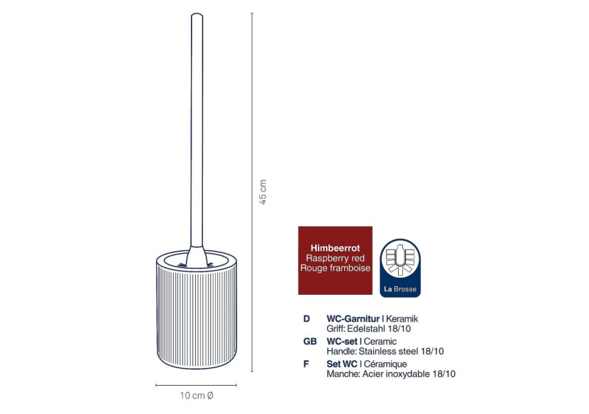 Brosse de Toilette Ava - Framboise avec Support - KE 244131 - Kela Badkamer Brosse de Toilette Ava - Framboise avec Support - KE 244131 - Kela Badkamer