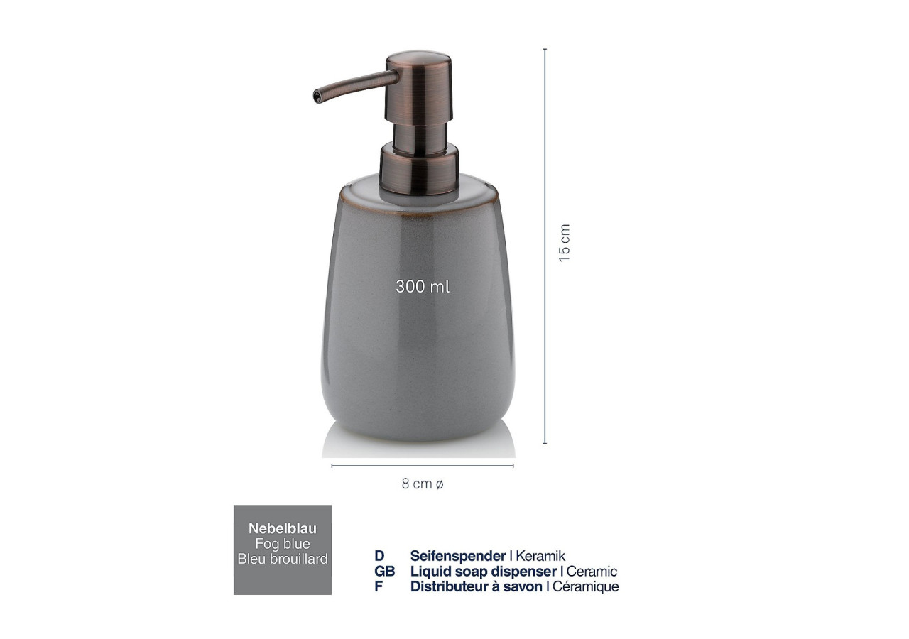 Distributeur de Savon Liana - 300 ml en Céramique - KE 236228 - Kela Badkamer