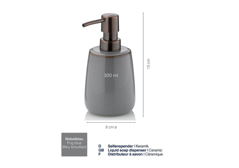 Distributeur de Savon Liana - 300 ml en Céramique - KE 236228 - Kela Badkamer Distributeur de Savon Liana - 300 ml en Céramique - KE 236228 - Kela Badkamer