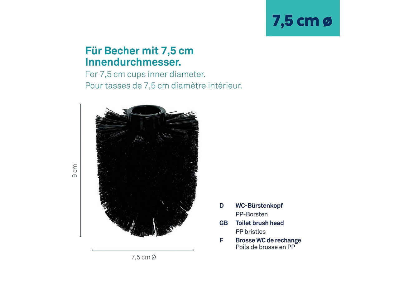 Tête de brosse de toilettes JAY - Remplaçable et compatible avec plusieurs modèles - KE 189241 - Kela Badkamer