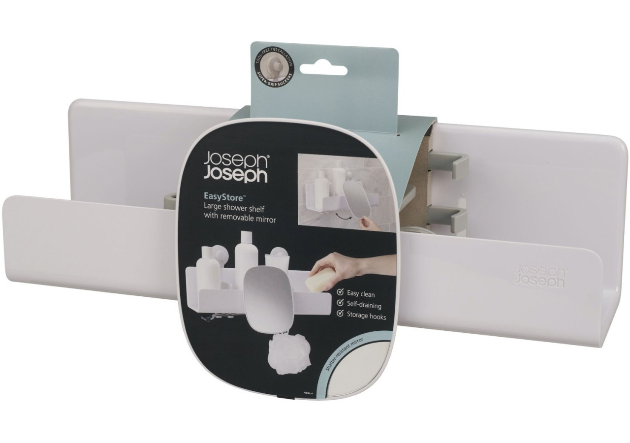 Organisateur de Douche EasyStore - Grand avec miroir et crochets - JJ 002874 - Joseph Joseph