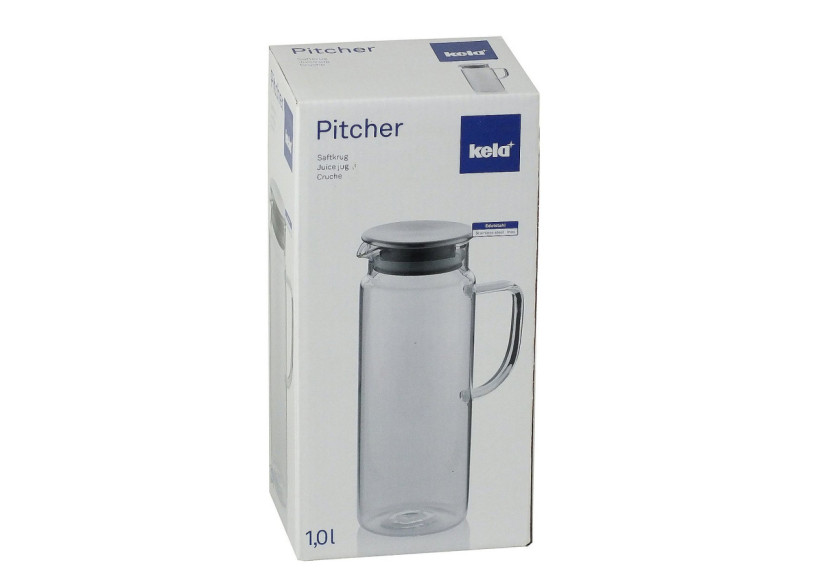 Carafe à jus Sapkan - Verre 1,6L avec couvercle en inox - KE 113987 - Kela Keuken Carafe à jus Sapkan - Verre 1,6L avec couvercle en inox - KE 113987 - Kela Keuken