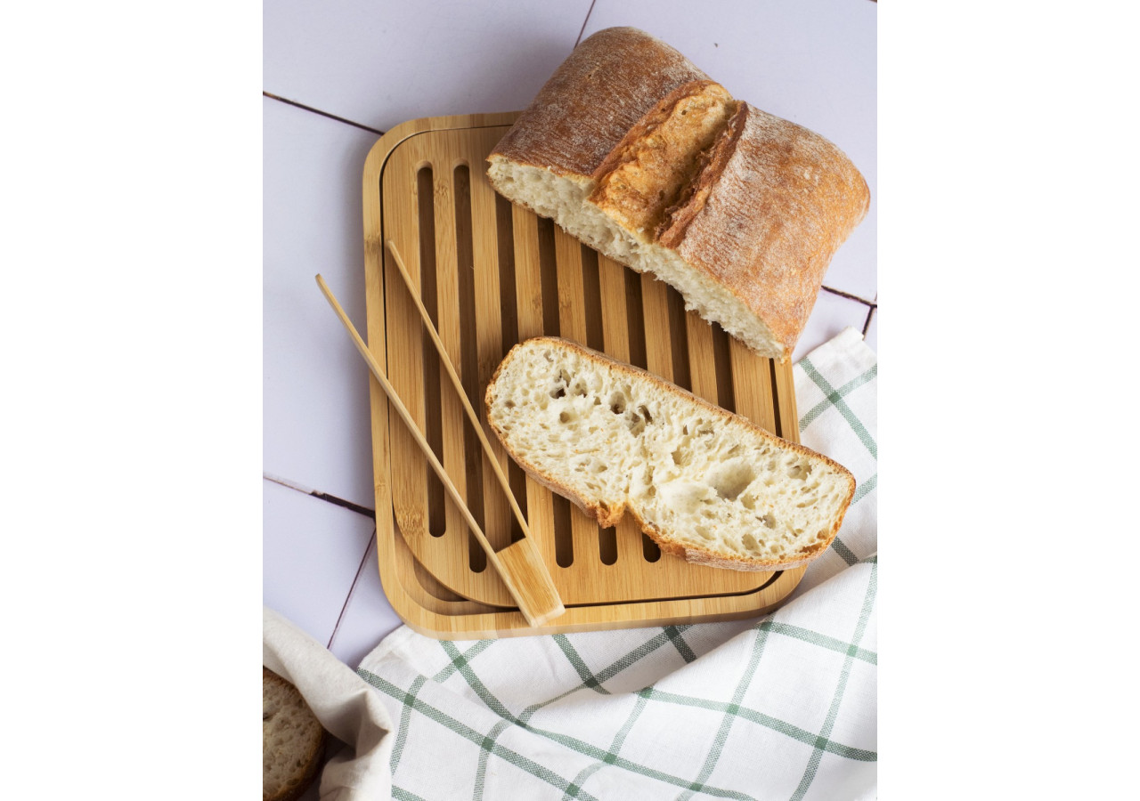 Planche à pain Bamboe - 26x20 cm avec pince à pain - PE 811550 - Pebbly