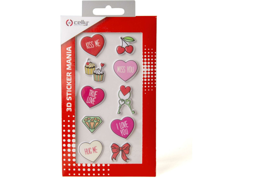 Autocollants Coeur 3D - Pour smartphone, PC et tablette - CE 739661 - Celly