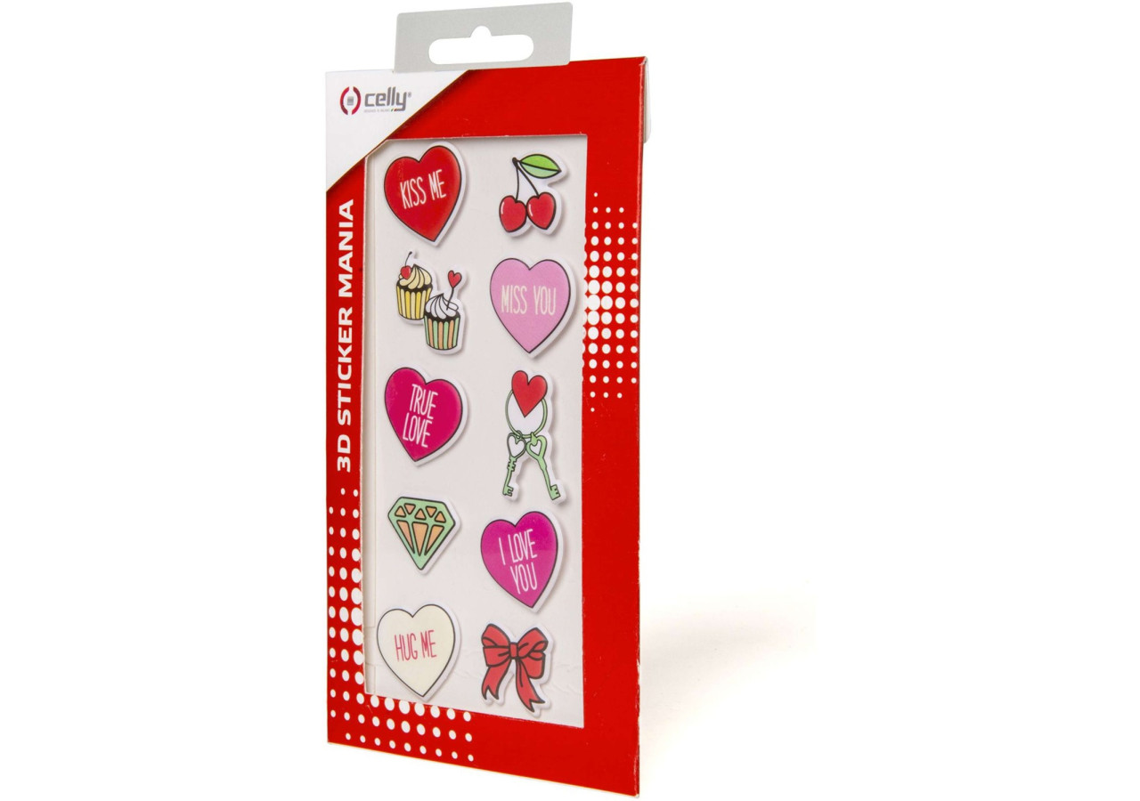 Autocollants Coeur 3D - Pour smartphone, PC et tablette - CE 739661 - Celly