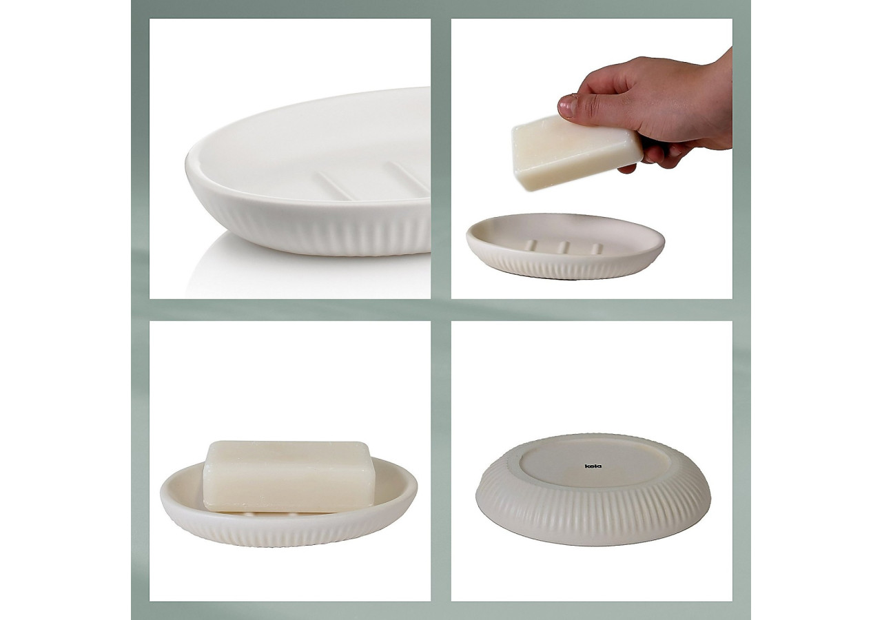 Support à Savon ADELE - Design élégant en céramique blanc cassé - KE 237300 - Kela Badkamer