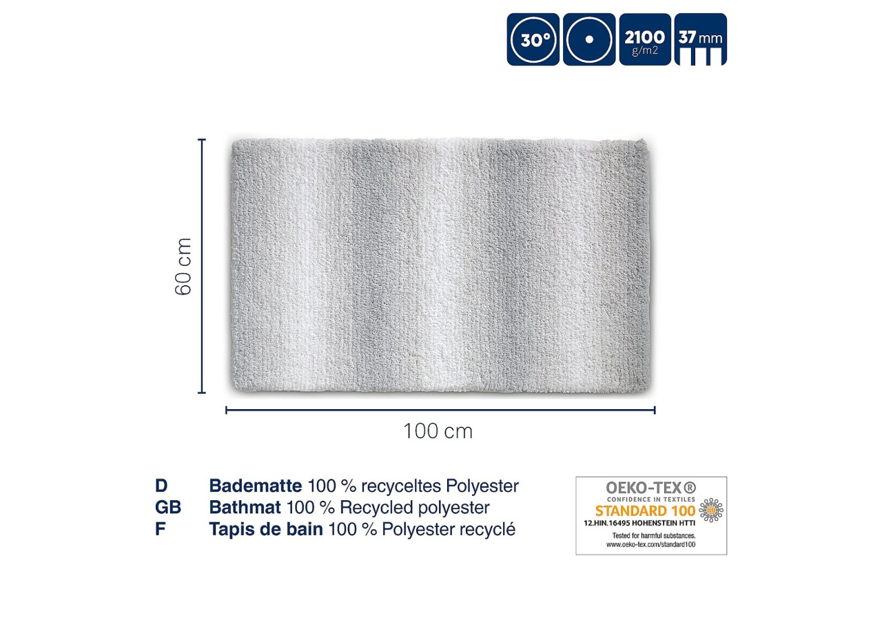 Tapis de Bain OMBRE - 100 x 60 cm en polyester recyclé - KE 235627 - Kela Badkamer