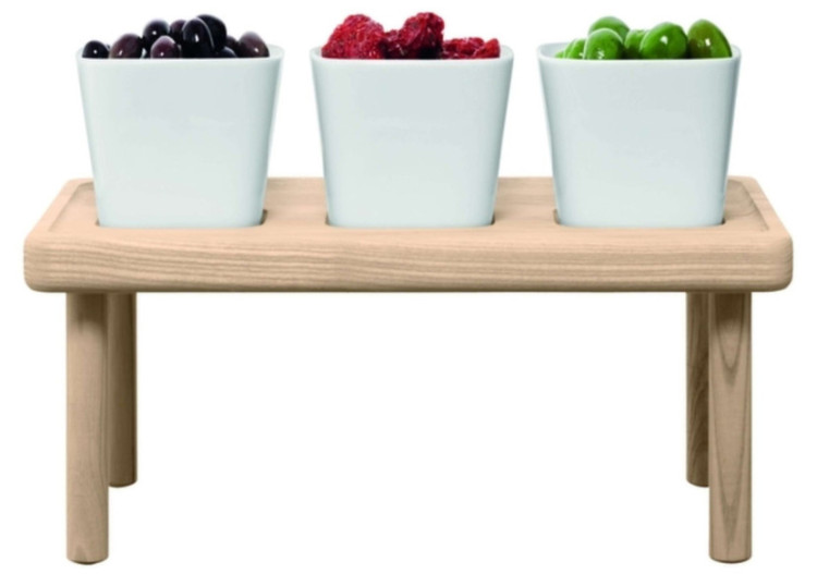 Set de Plateaux de Service STILT - Ensemble de 4 pièces en porcelaine et bois - LS 623875 - L.S.A.